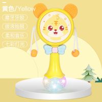 牙胶拨浪鼓[黄] 婴儿拨浪鼓玩具0-1岁3可啃咬初生儿手摇鼓宝宝益智男孩6-12个月女