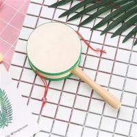 绿色 大号羊皮木质传统拨浪鼓益智安抚木制0-6个月婴儿1-2岁男女孩玩具