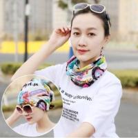 创意涂鸦 夏季防晒围脖男女套头围巾帽薄款冰丝护颈椎遮阳丝巾骑行头巾