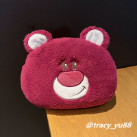 草莓小熊收纳包 日系可爱卡通毛绒大容量手提化妆箱化妆包护肤收纳包旅行便携洗漱