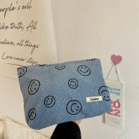 浅蓝灰笑脸 馨帮帮杂货铺笑脸简约收纳包旅行便携大容量高颜值灯芯绒化妆包女