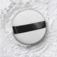 黑丝带植绒粉扑(3片袋装) 胡椒粉散发小散粉分装盒小号盒子空盒带粉扑迷你便携式网格带粉扑