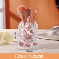 透明★加厚玻璃材质 化妆刷桶韩国ins风玻璃笔筒收纳桶眉笔筒简约桌面摆件办公室笔筒