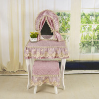 初恋粉色 凳罩36*28高35 欧式化妆台大镜子盖布蕾丝防尘盖布韩式梳妆镜遮挡布卧室梳妆台罩