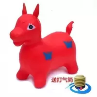 红色马加打气筒无音乐 户外宝宝音乐马骑马充气马玩具儿童跳跳马加大加厚跳跳鹿环保橡皮