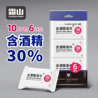 霜山含30%湿巾便携迷你包装擦手湿巾随身装消毒湿巾60片