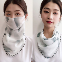 1号色(主图色) 夏季防晒围脖围巾一体防晒面罩挂耳全遮脸多功能护颈雪纺丝巾