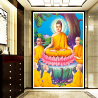 魔方圆钻70*50满钻全贴 钻石画满钻客厅竖版释迦牟尼佛像菩提树下贴砖石十字绣坐莲花菩萨