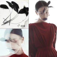 黑色25只长羽毛 关注店铺送胶 倪妮同款羽毛妆造型白色羽毛贴脸舞台妆时尚杂志封面妆容