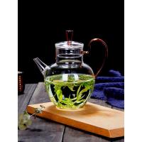 宋风壶[琥珀色把手] 透明绿茶专用泡茶壶耐高温玻璃煮茶器家用自带过滤花茶壶小号单壶