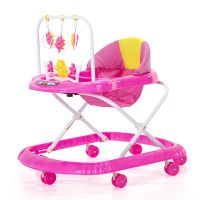 藕粉+高低可调节+秒变餐盘 车架零部件+无轮子+无坐垫 婴儿学步车多功能防侧翻防o型腿可坐可折叠带音乐6到18个月宝宝用