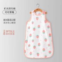 双肩按扣款 建议室温26度以上-草莓 L码- 4岁内可用 贝肽斯婴儿睡袋夏季薄款宝宝背心无袖纱布睡袋儿童防踢被四季通