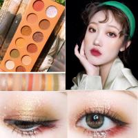 02#油画王权眼影盘 牛油果绿色眼影亮黄色橘色偏光亮片眼影晶钻珠光亮晶晶眼影盘hojo