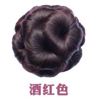 酒红色 假发女带钻九朵花发包假发圈头花盘发器卷发夹子丸子头假头发饰品