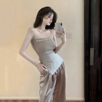 上衣 均码 轻熟风女装港味辣妹抹胸阔腿裤夏季套装女夏款显瘦时尚洋气两件套