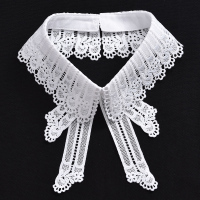 A01白色 中国风刺绣蕾丝花边单假领子女夏休闲百搭衬衫衣领蝴蝶领结学院风