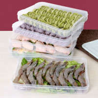 版饺子盒1底无带盖不够用 生饺子托盘防粘水饺的馄饨冰箱收纳盒多层托盘家用装云吞冻盘冷冻