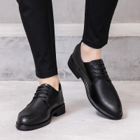 黑色不增高 37 照运动鞋码拍 商务皮鞋男正装休闲鞋英伦潮流鞋子软面皮韩版男士工作夏季黑皮鞋