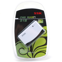 白色 USB2.0 SSK飚王SCRM057多合一多功能高速读卡器 TF手机卡 SD相机卡 CF卡