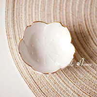 樱花描金高贵白小碟子 高2.8CM宽7CM 陶瓷碗可爱创意个性北欧风格家用花碗少女心饭碗ins风甜品沙拉碗