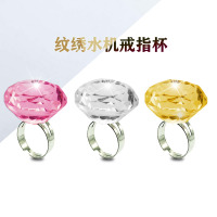 水晶戒指杯(透明色) 纹绣水晶戒指杯钻戒戒指杯纹身塑料杯睫毛胶水戒指托盘可重复使用