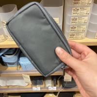 迷你化妆包灰色 9*14*3.5cm 日本无印良品MUJI锦纶化妆箱包大容量彩妆工具收纳包便携手提包