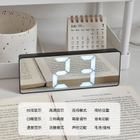 黑色镜面 送三节电池 ins风简约led电子小闹钟学生桌面宿舍床头多功能镜子智能镜面时钟