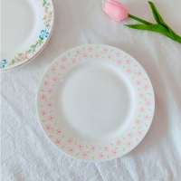 粉色朵花平盘 杯杯超温柔法式小碎花餐盘骨瓷西餐沙拉盘子少女心花边甜品盘