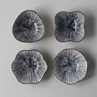 4个装味碟丨蓝色条纹 日式和风调料酱汁碟寿点心调味酱醋司料理蘸料碟子陶瓷4个装组合