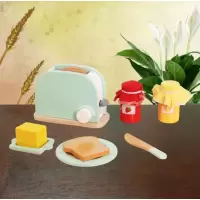 马卡龙面包机 北欧韩系ins迷你面包机咖啡机木质仿真玩具小厨房过家家幼儿园