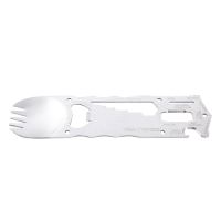 银色 不锈钢沙拉勺多功能野外餐匙户外野营用品户外便携叉勺创意餐具