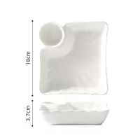 纯白 手绘可爱饺子盘陶瓷家用带醋碟分格碟子水饺盘子托盘餐具菜盘
