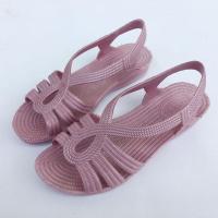 浅紫色 37 适合36脚 夏季塑料凉鞋女士工作鞋平跟鱼嘴露趾防滑耐磨塑胶妈妈鞋护士鞋子