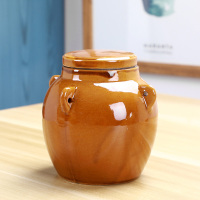 第一代容量400毫升 复古密封陶瓷蜂蜜罐子 酱菜罐子干货罐子杂粮储物罐500G装茶叶罐