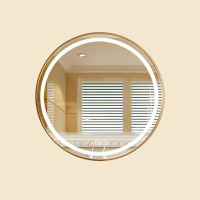 附加金/黑/白框联系即可 100cm 智能浴室镜led卫生间挂墙高清防雾镜圆形带灯触摸屏化妆发光镜子