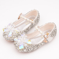 银色 收藏宝贝加购送皇冠 女童鞋柔软皮鞋闪水晶钻石白雪公主鞋小童学生主持礼服鞋配蓬蓬裙