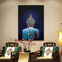 魔方圆钻50*65厘米满钻全贴 钻石画佛像玄关泰国缅甸隐佛禅意东南亚客厅贴钻十字绣线绣满绣5d