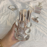 玻璃珠点笔筒 橘橙韩国ins风玻璃化妆刷桶收纳桶眉笔筒简约桌面摆件笔筒办公室