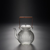 菊瓣玻璃提梁壶 菊瓣玻璃提梁壶烧水煮茶器耐高温泡茶壶套装家用功夫茶具花茶单壶