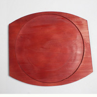 普通红木板 内圆18cm 适合19cm铁板 加厚圆形木板垫长方形隔热木板烧烤石盘垫石锅垫牛排铁板烧盘木垫