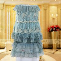 彩蝶飞舞-天蓝色 通用两件套 欧式高档饮水机罩两件套布艺蕾丝刺绣饮水机套盖巾防尘罩水桶套罩