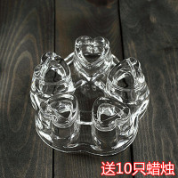 心形保温底座送10只蜡烛 茶壶保温底座加热器暖茶器蜡烛茶炉烛台家用炉子透明心形煮茶器