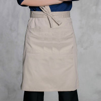 中长款无图案米色围裙 日式料理服围裙卡其色寿司店铁板烧服务员厨师工作服半身围裙长60