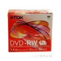 TDK DVD-RW一片 TDK可擦写DVD-RW刻录盘30分钟1.4G 摄像机空白光盘可反复使用碟片