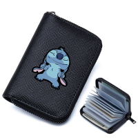 黑色PU胶页款 可爱史迪仔史迪奇防消磁卡包信用卡套多卡位男士卡包女式卡夹卡套