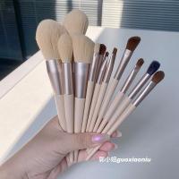 莫兰迪12只套刷 人造纤维 粉底刷收纳盒化妆刷全套高颜值化妆刷收纳桶便携外出散粉刷收纳盒