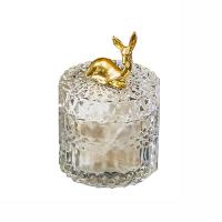 梅花鹿小罐 北欧ins轻奢茶几水晶玻璃储物罐牙签棉签盒 创意情侣鹿糖果收纳盒