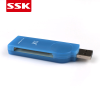 蓝色 USB2.0 SSK飚王琥珀 CF 专用USB2.0高速直读数控机床内存卡读卡器SCRS028
