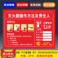 PVC塑料板 20x40cm 灭火器使用方法及责任人灭火器置放点安全标识牌消防器材标志牌安全指示牌消防栓标示牌区域管理责