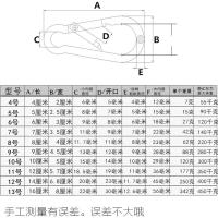 4号2只 登山扣304不锈钢弹簧扣 钥匙扣弹扣狗链扣绳索扣保险扣安全扣承重